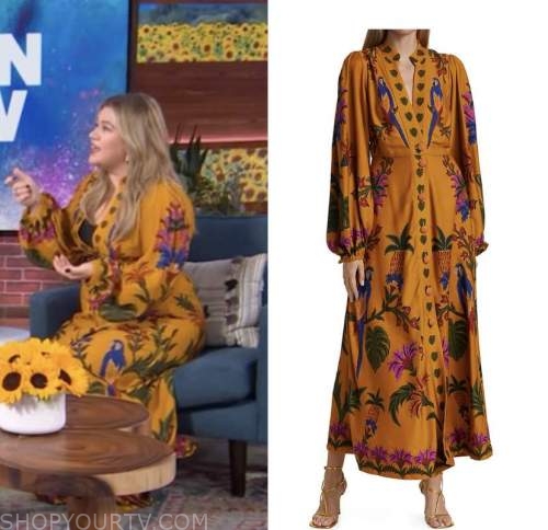 The Kelly Clarkson Show: April 2022 Kelly Clarkson's Yellow Floral Bird ...