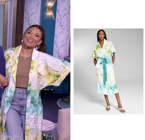 jeannie mai, the real, floral satin duster jacket