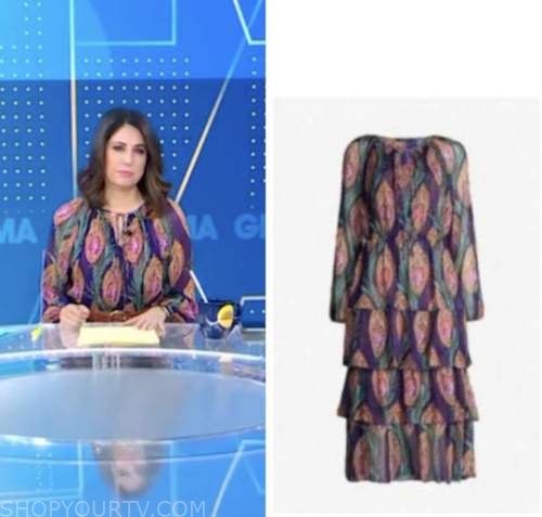 good morning america, cecilia vega, purple floral dress