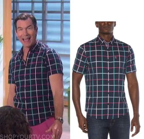 jerry o'connell, the talk, windowpane grid shirt