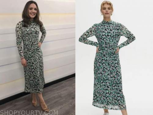 laura tobin, good morning britain, green animal print dress
