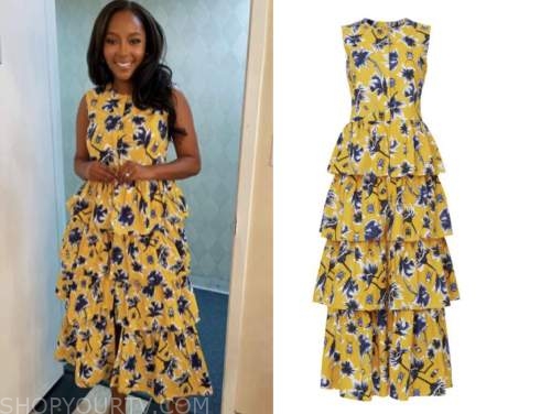 makho ndlovu, the wendy williams show, yellow floral tiered dress