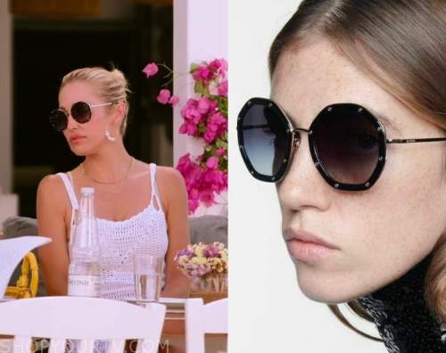 Louis Vuitton Gold/Brown Gradient RG0188 Party Square Sunglasses worn by  Mary Fitzgerald as seen in Selling Sunset (S06E01)