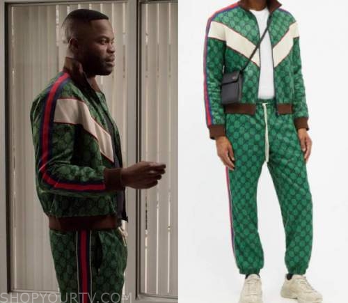 Dynasty: Season 5 Episode 8 Jeff's Green Gucci Print Tracksuit