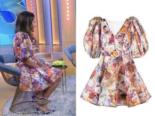 julianna pena, good morning america, floral belted puff sleeve dress