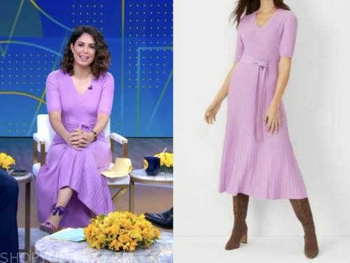cecilia vega, good morning america, purple knit dress