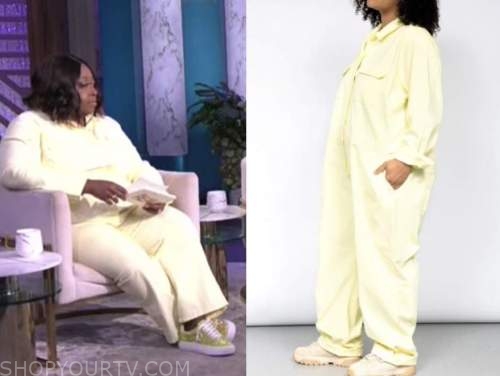 The Real: May 2022 Loni Love's Yellow Utility Jumpsuit | Fashion ...