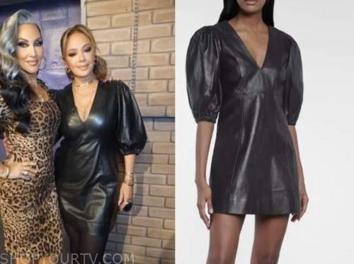 leah remini, the wendy williams show, black leather dress