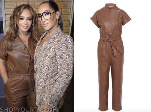 leah remini, the wendy williams show, brown leather jumpsuit