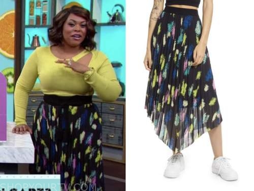 jamika pessoa, the good dish, black brushstroke pleated skirt