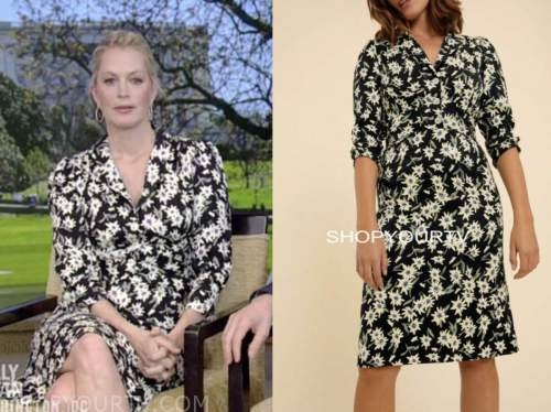 ali wentworth, black floral dress, live with kelly and ryan