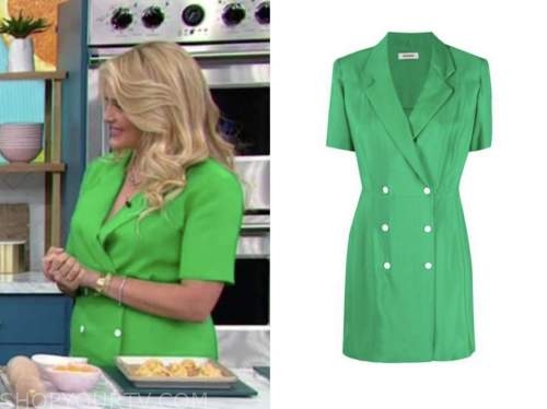 daphne oz, the good dish, green double breasted blazer dress