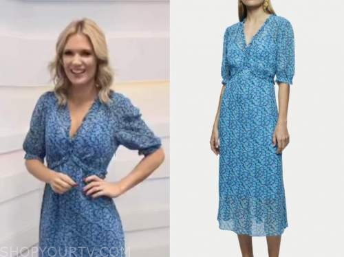charlotte hawkins, good morning britain, blue floral dress