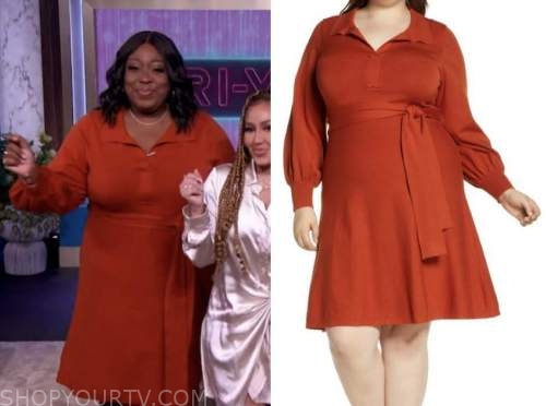 the real, loni love, red knit polo dress