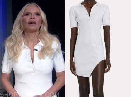 kristin chenoweth, white sequin polo shirt dress, the good dish