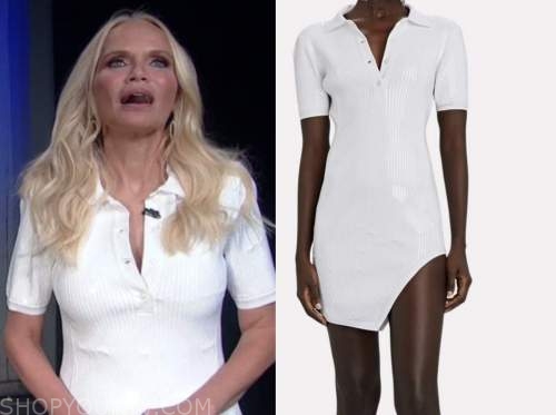 kristin chenoweth, white sequin polo shirt dress, the good dish