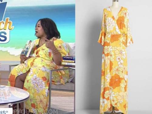 the today show, hoda and jenna, yellow floral wrap maxi dress, jasmine guillory