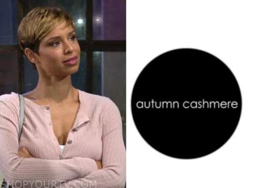 elena dawson, brytni sarpy, the young and the restless, pink embellished button cardigan sweater