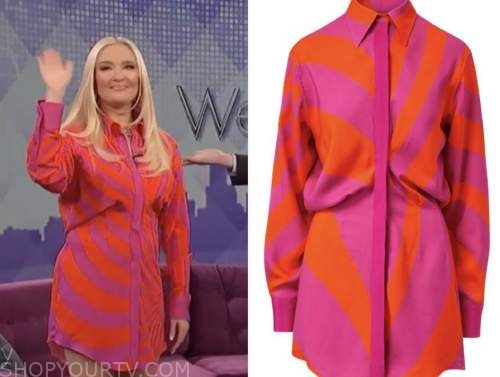 erika jayne, the wendy williams show, red and purple silk shirt dress