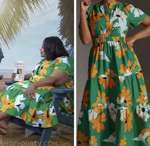 jasmine guillory, the today show, green and orange floral maxi dress