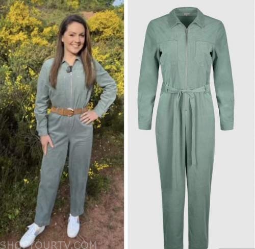 good morning britain, laura tobin, green jumpsuit