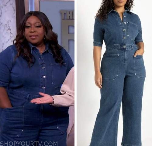 loni love, the real, denim jumpsuit