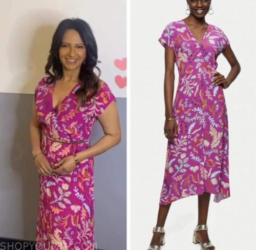ranvir singh, good morning britain, pink floral midi dress