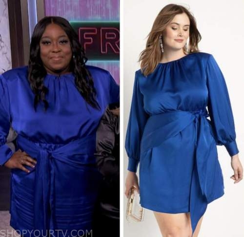 loni love, the real, blue satin dress