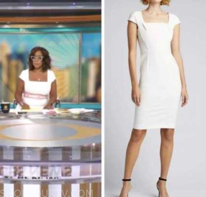 CBS Mornings: May 2022 Gayle King's White Square Neck Sheath Dress ...