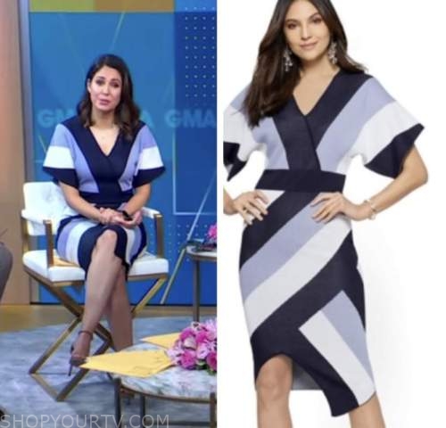 good morning america, cecilia vega, purple striped dress