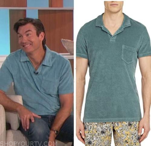 jerry o'connell, the talk, teal green polo shirt