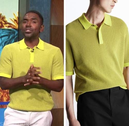 E! News: Daily Pop May 2022 Justin Sylvester's Lime Green Knit Polo ...