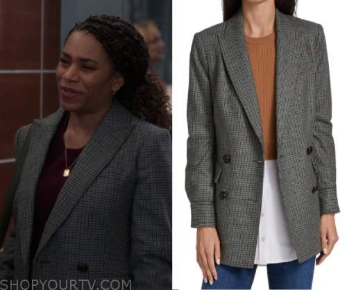 Greys Anatomy: Season 18 Episode 17 Maggie's Grey Plaid Blazer ...