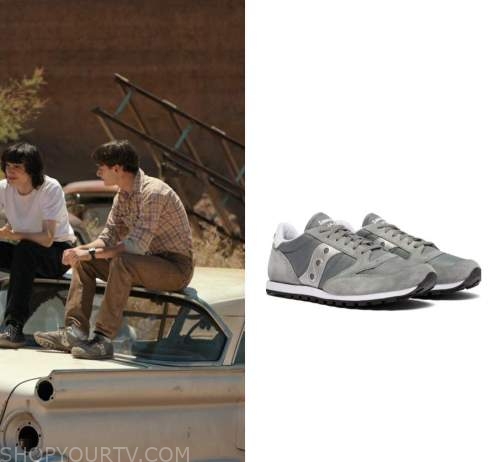 Saucony Sneakers in grey worn by Will Byers (Noah Schnapp) as seen in  Stranger Things Tv series outfits (Season 4 Episode 1)