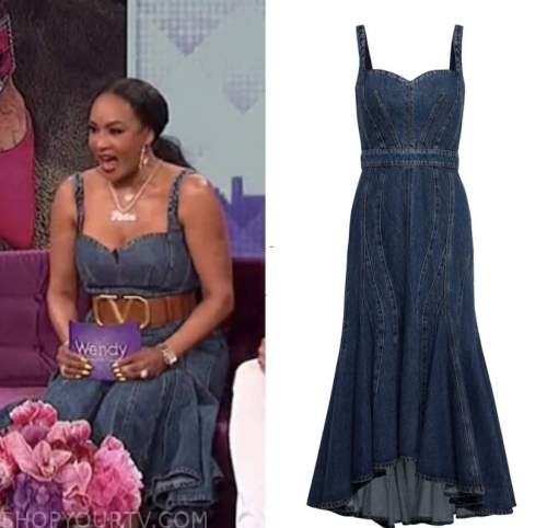 vivica a. fox, denim dress, the wendy williams show