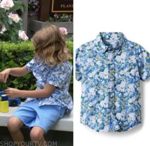 harrison locke, the young and the restless, blue floral shirt, kellen enriquez