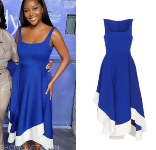 makho ndlovu, the wendy williams show, blue and white dress