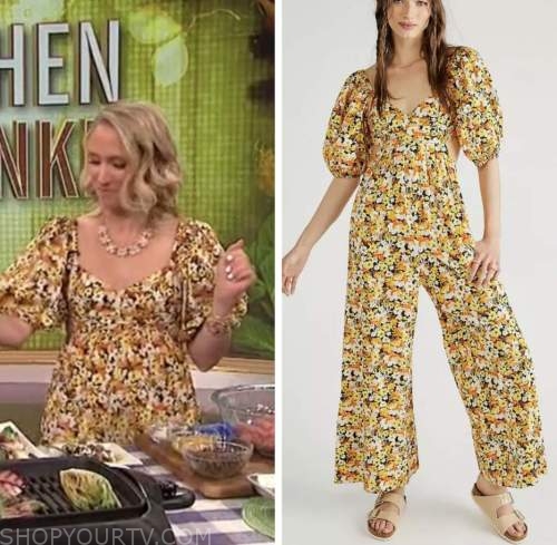 nikki dinki, yellow floral cutout jumpsuit, the wendy williams show