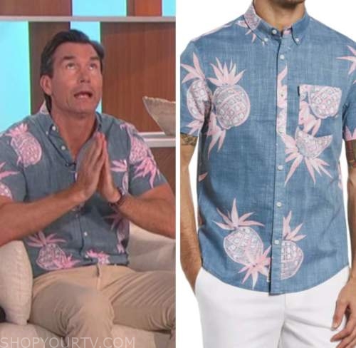jerry o'connell, the talk, chambray pineapple shirt