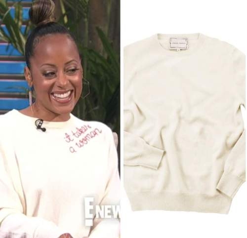 essence atkins, E! news, daily pop, ivory custom sweater