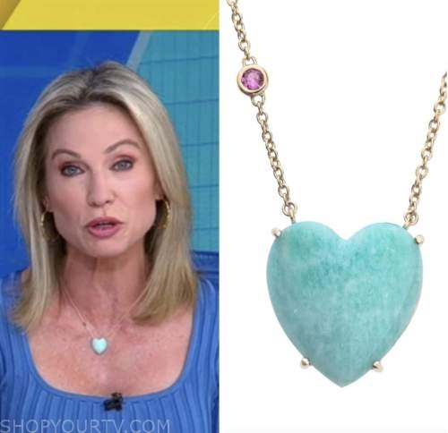 amy robach, good morning america, gma3, blue heart necklace