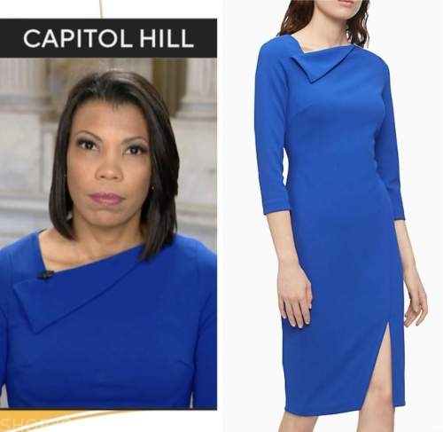 WornOnTV: Nikole Killion's blue split-neck dress on CBS Mornings