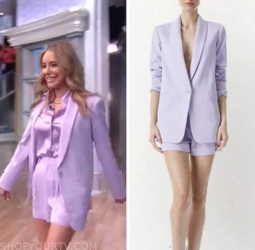 the view, jenny mollen, lilac purple blazer and short suit
