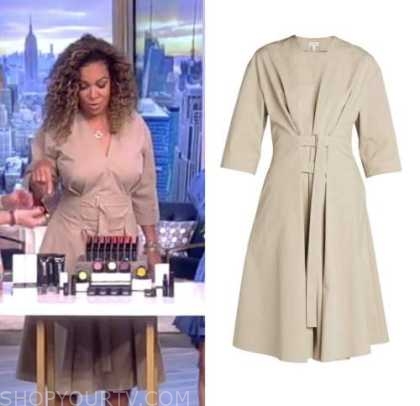 The View: June 2022 Sunny Hostin's Khaki Beige Belted Dress | Shop Your TV