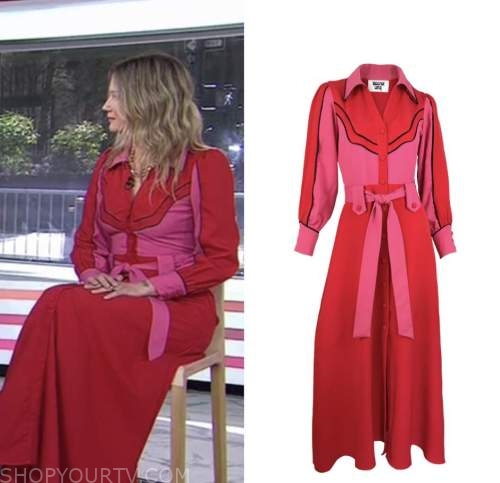 jennifer nettles, the today show, red and pink colorblock shirt dress