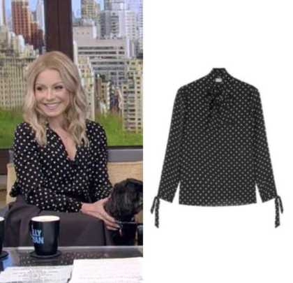 Live with Kelly and Ryan: June 2022 Kelly Ripa's Black Polka Dot Tie ...