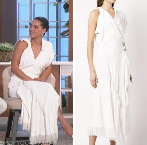 the talk, adria arjona, white fringe dress