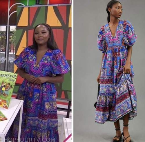 the today show, makho ldlovu, blue and pink floral dress
