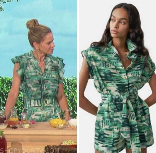 natalie morales, the talk, green printed romper