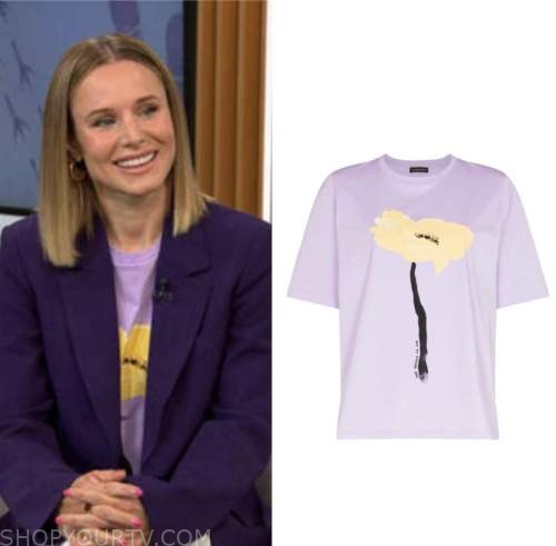 kristen bell, purple flower t-shirt, cbs mornings